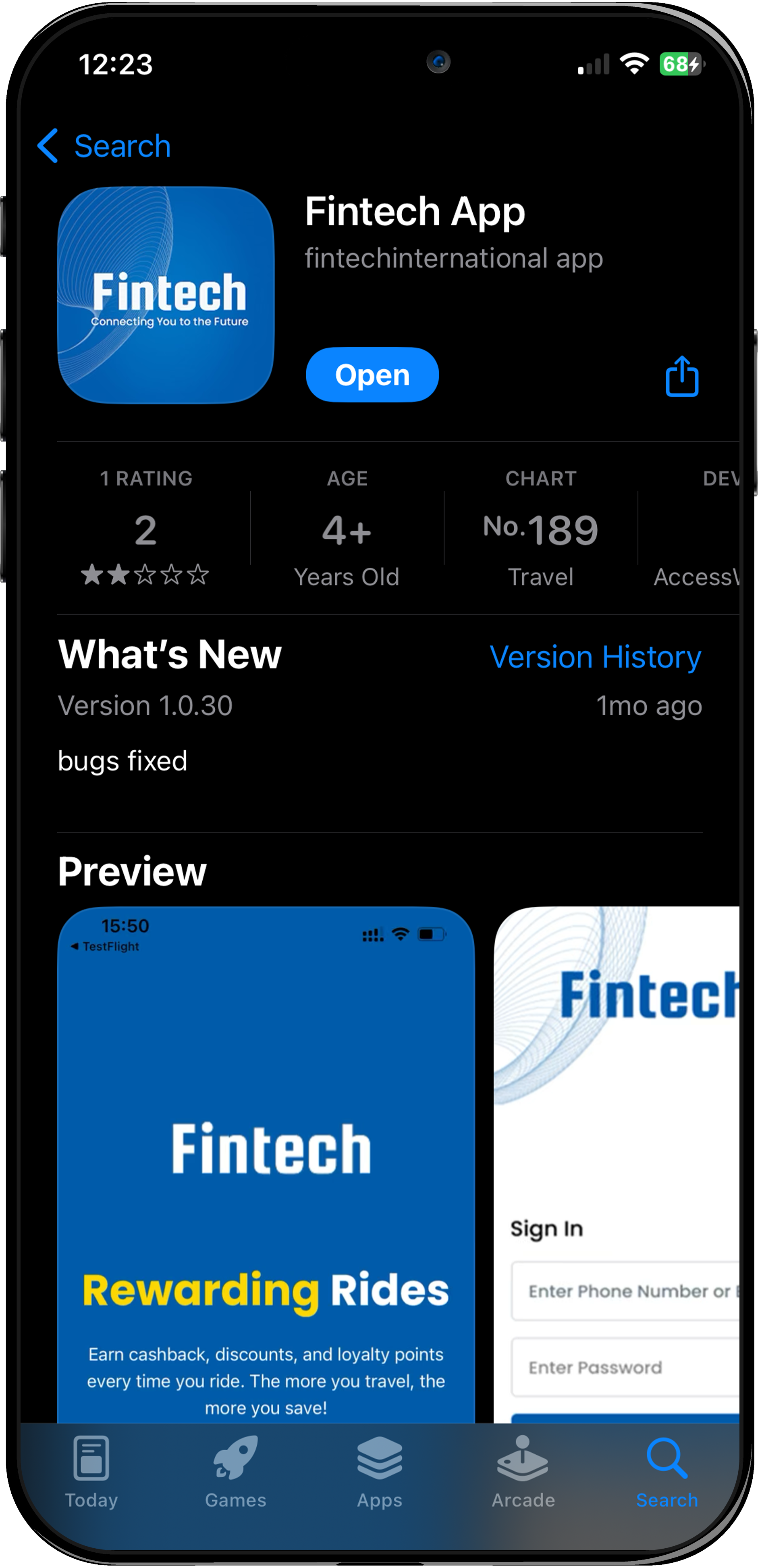 Fintech app preview styled for the App Store
